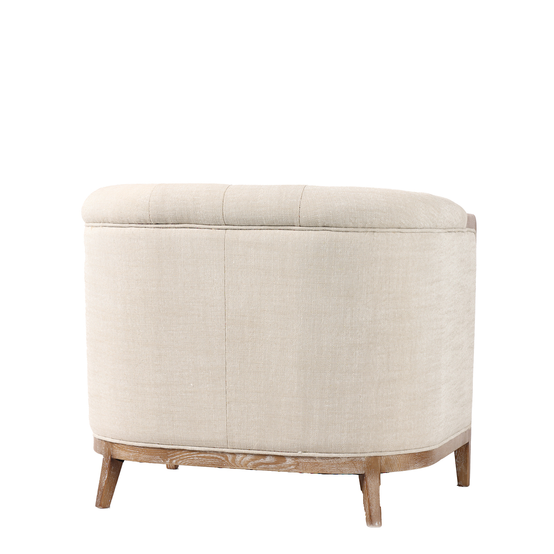 Regal 1 Seater Sofa Fabric With Washed Oak Frame - Cream image 3